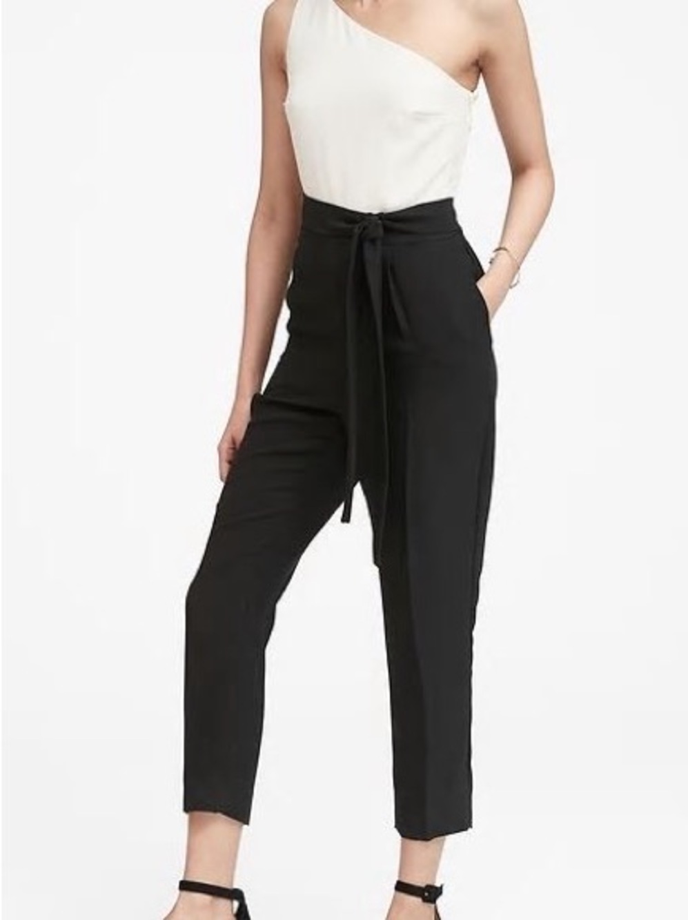 NWT! Banana Republic Black/White Tie-Front Jumpsuit